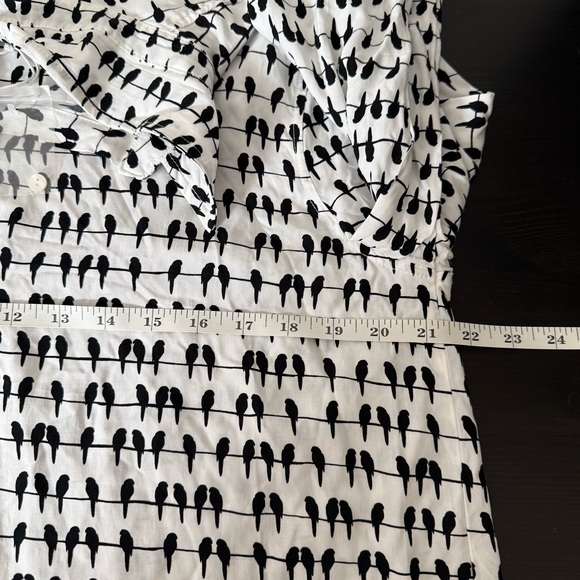 Jane Delancey Shirt Womens L White Black Parrot Bird Wire Long Sleeve Button Up - Picture 11 of 12